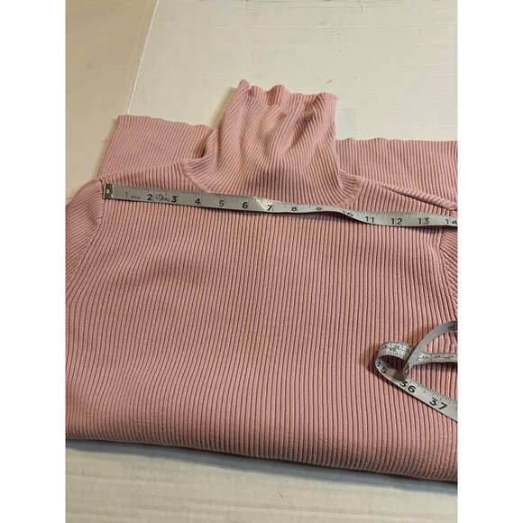 Lauren Ralph Lauren XL Pink Ribbed Turtleneck Sweater preppy  embroidered logo - Picture 7 of 10